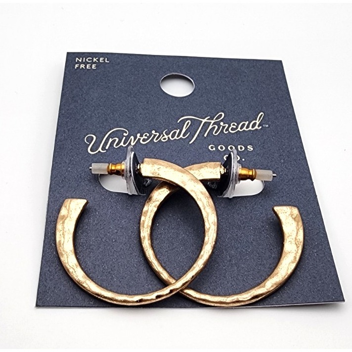 Gold Hammered Hoop Earrings Textured Lightweight Statement Jewelry Fashion New